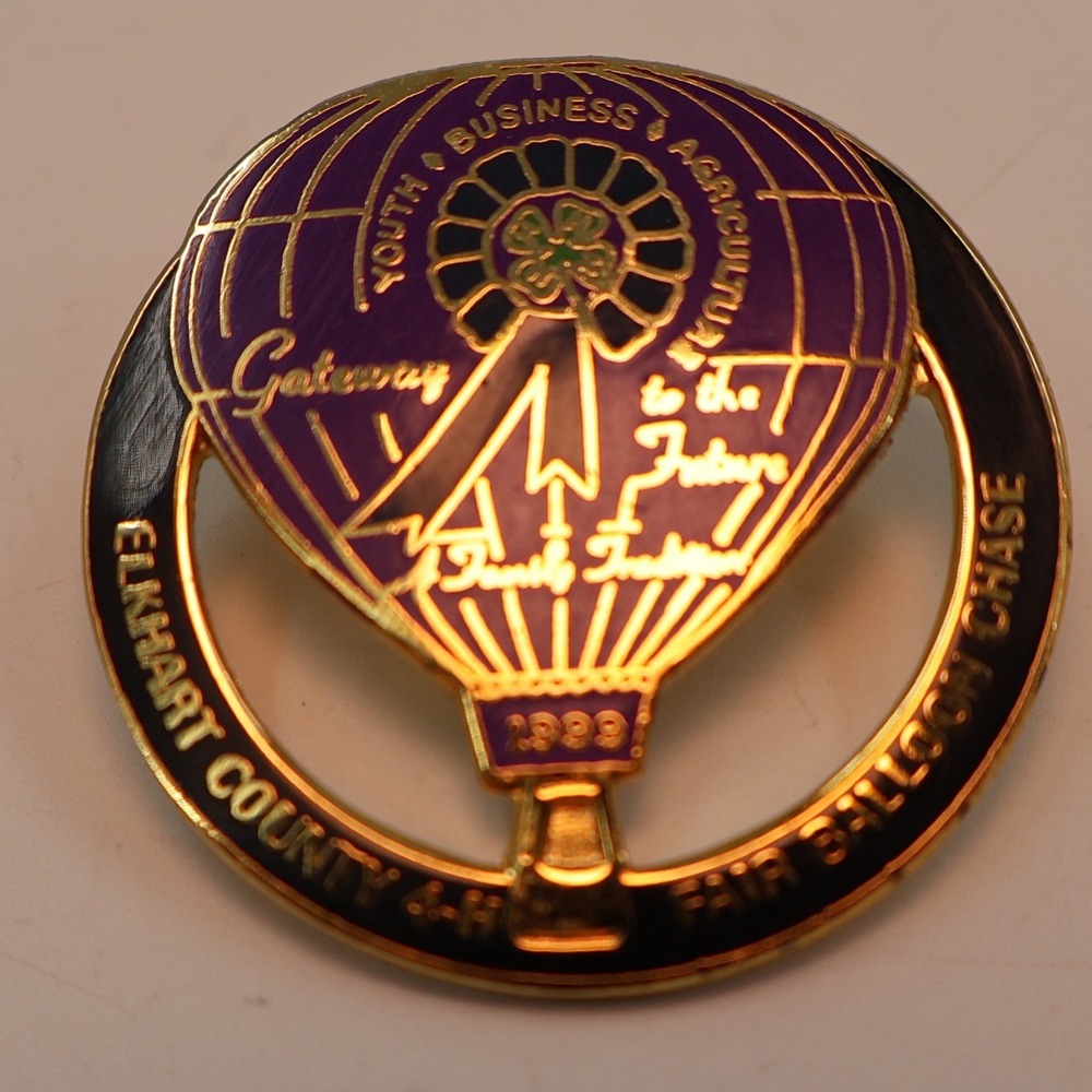 Elkhart County 4-H Fair Pin Unisex OS Purple 1999 Balloon Chase Plano Pin Co